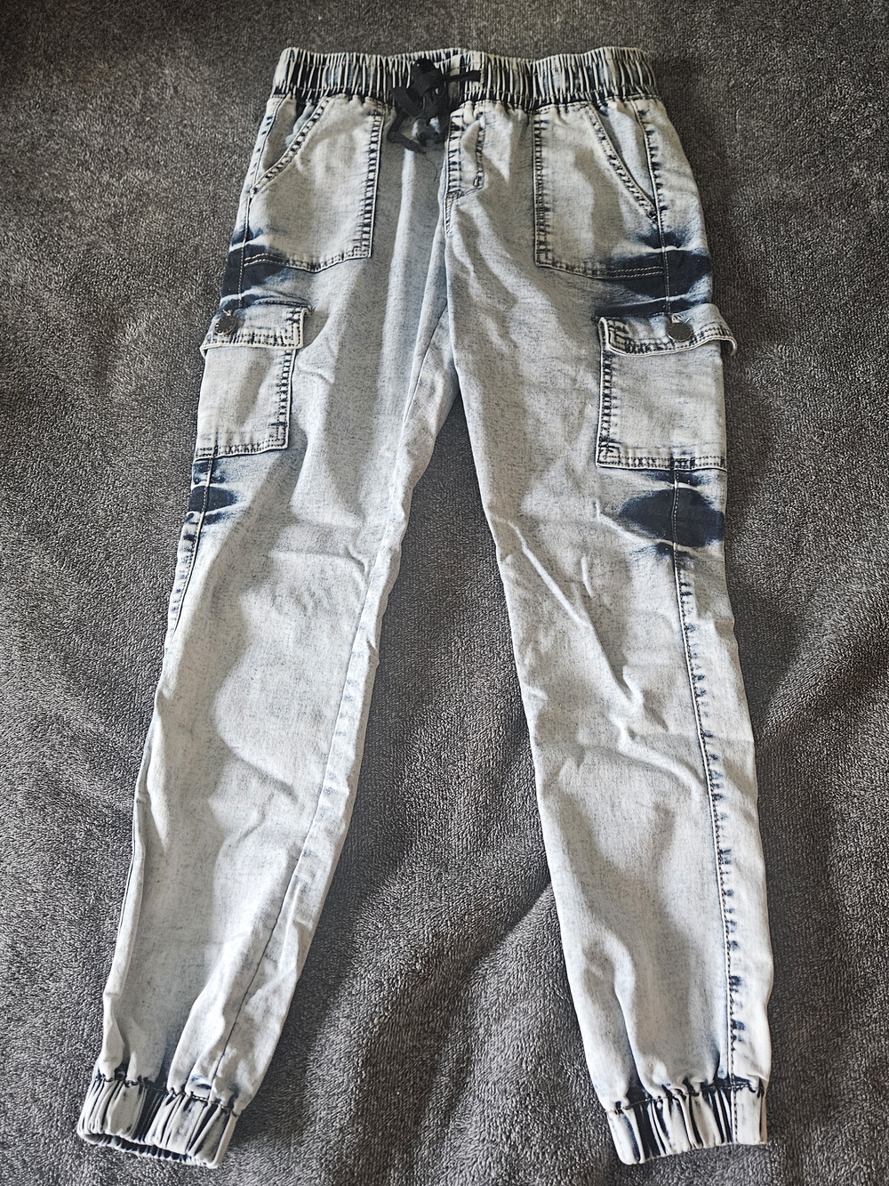 Juniors Acid Washed Cargo Jogger Pants